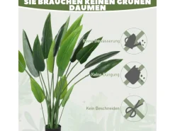 HOMCOM Kunstpflanze Plastik 18 Blätter 110 cm