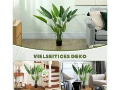 HOMCOM Kunstpflanze Plastik 18 Blätter 110 cm