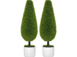 HOMCOM Kunstpflanze Zypresse 2er-Set  90 cm im Topf mit Kunstmoos