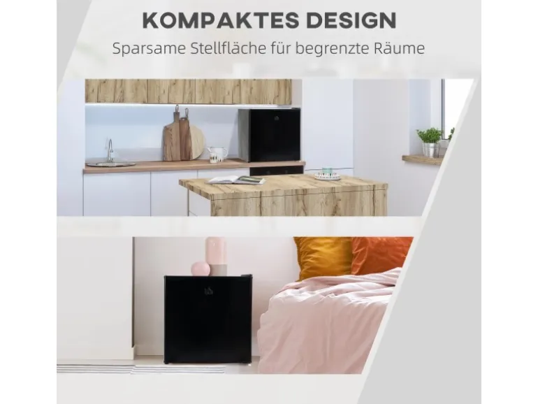 HOMCOM Mini Gefrierschrank Stahl Kunststoff Schwarz 47L x 44,2B x 48,8H cm