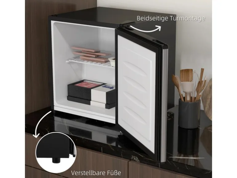 HOMCOM Mini Gefrierschrank Stahl Kunststoff Silber 47L x 44,2B x 48,8H cm