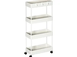 HOMCOM Rollwagen mit 4 Ebenen Rollen Bremsen