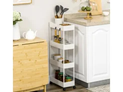 HOMCOM Rollwagen mit 4 Ebenen Rollen Bremsen