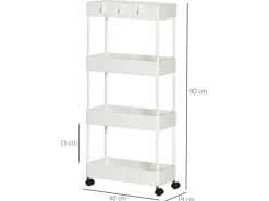 HOMCOM Rollwagen mit 4 Ebenen Rollen Bremsen