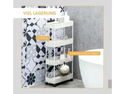 HOMCOM Rollwagen mit 4 Ebenen Rollen Bremsen