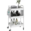 HOMCOM Rollwagen mit 3 Etagen 2 Hängekörbe Weiß