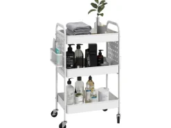 HOMCOM Rollwagen mit 3 Etagen 2 Hängekörbe Weiß