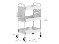 HOMCOM Rollwagen mit 3 Etagen 2 Hängekörbe Weiß