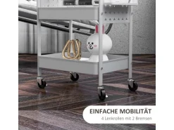 HOMCOM Rollwagen mit 3 Etagen 2 Hängekörbe Weiß