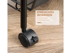 HOMCOM Servierwagen mit Haken Stahl Schwarz 45L x 26,5B x 84H cm