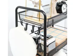 HOMCOM Servierwagen mit Haken Stahl Schwarz 45L x 26,5B x 84H cm