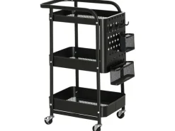 HOMCOM Servierwagen Stahl Kunststoff 51,5L x 32B x 75,6H cm Schwarz