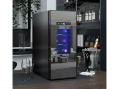 HOMCOM Weinkühlschrank Metall Hartglas Schwarz 51,5L x 26,5B x 65H cm