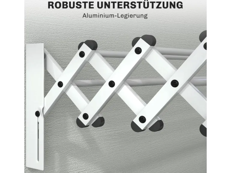 HOMCOM Wäscheständer Wand Ausziehbar Wäschetrockner 86 x 61 x 22 cm Silber