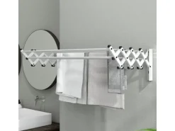 HOMCOM Wäscheständer Wand Ausziehbar Wäschetrockner 86 x 61 x 22 cm Silber