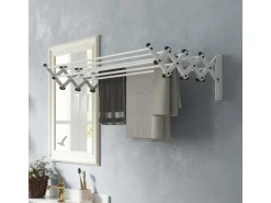 HOMCOM Wäscheständer Wand Ausziehbar Wäschetrockner 86 x 61 x 22 cm Silber