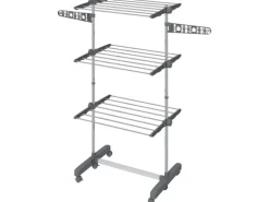 HOMCOM Wäschetrockner mit Rollen 3 Ebenen Klappbar Stahl Grau 142 x 55 x 152 cm