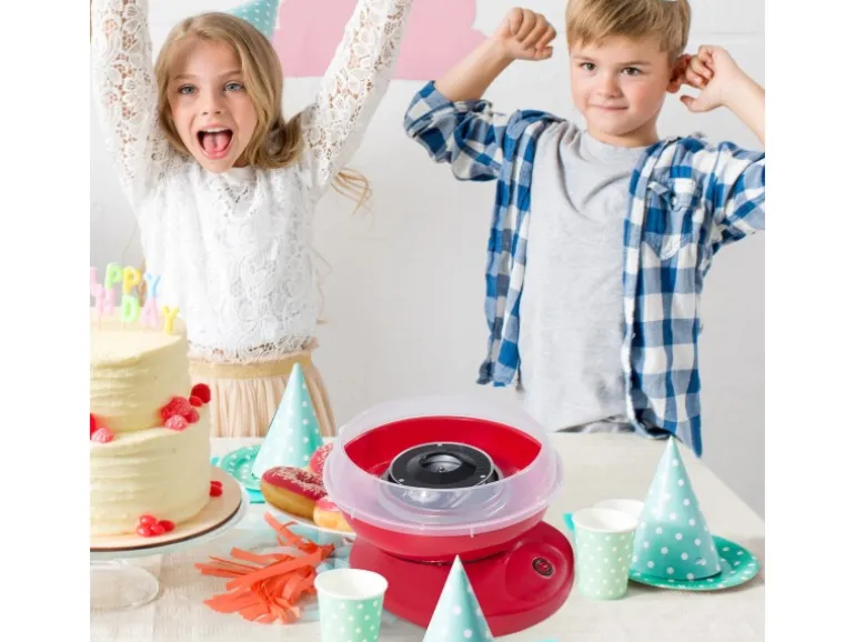 HOMCOM Zuckerwattemaschine Einfach zu Bedienendes Zuckerwattegerät PP Rot