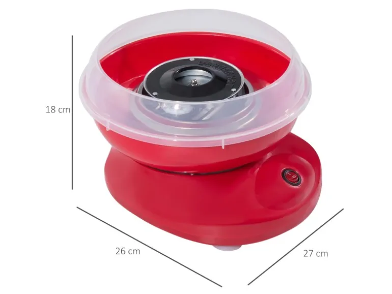 HOMCOM Zuckerwattemaschine Einfach zu Bedienendes Zuckerwattegerät PP Rot