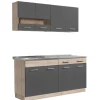 Homestyle4u Küchenzeile 160 cm Eiche Grau