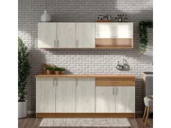 Homestyle4u Küchenzeile ohne Geräte 200 cm Eiche