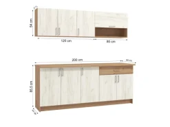 Homestyle4u Küchenzeile ohne Geräte 200 cm Eiche