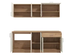 Homestyle4u Küchenzeile ohne Geräte 200 cm Eiche