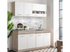 Homestyle4u Küchenzeile 80x207x60 in Weiß 2360