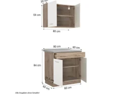 Homestyle4u Küchenzeile 80x207x60 in Weiß 2360