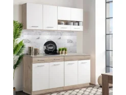 Homestyle4u Küchenzeile 80x207x60 in Weiß 2360