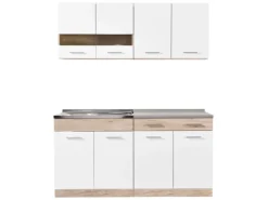 Homestyle4u Moderne Küche ohne Geräte 160x206,5x60 cm in Eiche Braun 2354