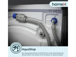 homeX Waschmaschine 7kg 1200 U/Min Inverter Motor AquaStop Schontrommel 15 Programme WF712B-W