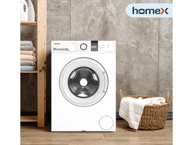 homeX Waschmaschine 7kg 1200 U/Min Inverter Motor AquaStop Schontrommel 15 Programme WF712B-W