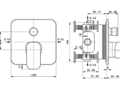 Ideal Standard Badearmatur Tonic II Unterputz Eigensicher Chrom