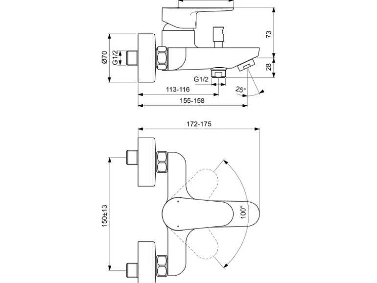 Ideal Standard Badearmatur Cerafine O Aufputz Silk Black
