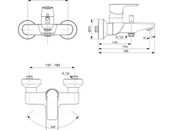 Ideal Standard Badearmatur Connect Air Aufputz Silver Storm