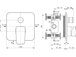 Ideal Standard Badearmatur Ceraplan Chrom Unterputz