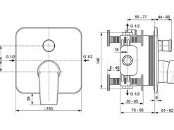 Ideal Standard Badearmatur Tesi Unterputz Chrom