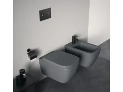 Ideal Standard Bidetarmatur Ceraplan mit Ablaufgarnitur Schwarz Matt