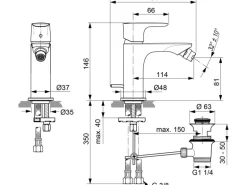 Ideal Standard Bidetarmatur Connect Air Magnetic Grey