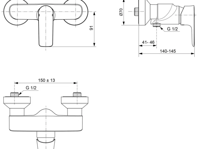 Ideal Standard Brausearmatur Connect Air Aufputz Silver Storm