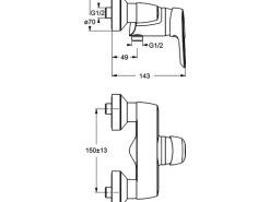 Ideal Standard Brausearmatur Ceramix Blue Aufputz Chrom