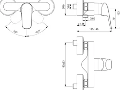 Ideal Standard Brausearmatur Ceraflex Aufputz Chrom