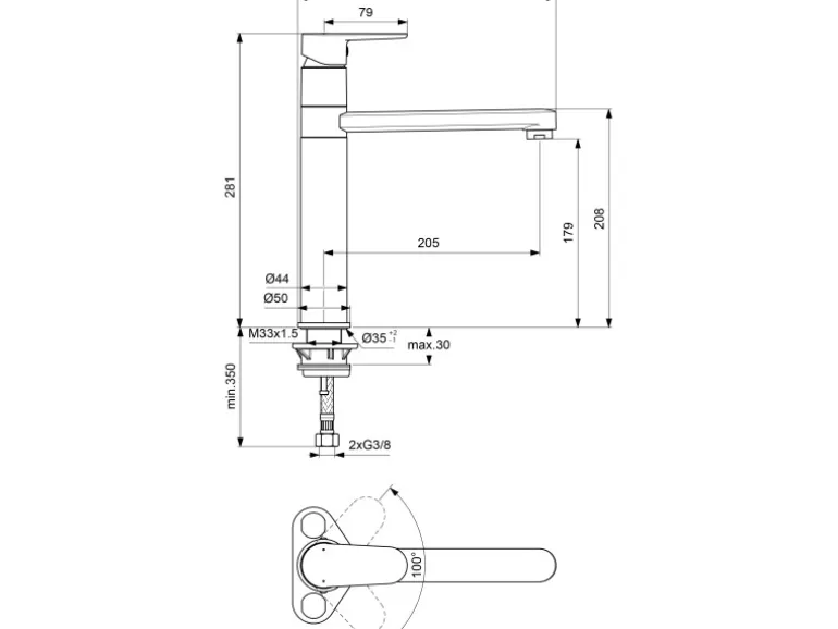 Ideal Standard Küchenarmatur Cerafine O hoher Auslauf Silk Black