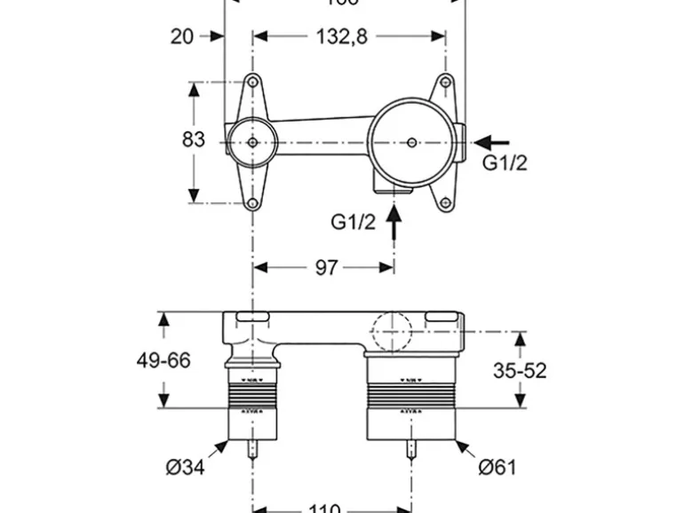Ideal Standard Unterputz-Bausatz 1 für Einhebel-Wand-Waschtischarmatur