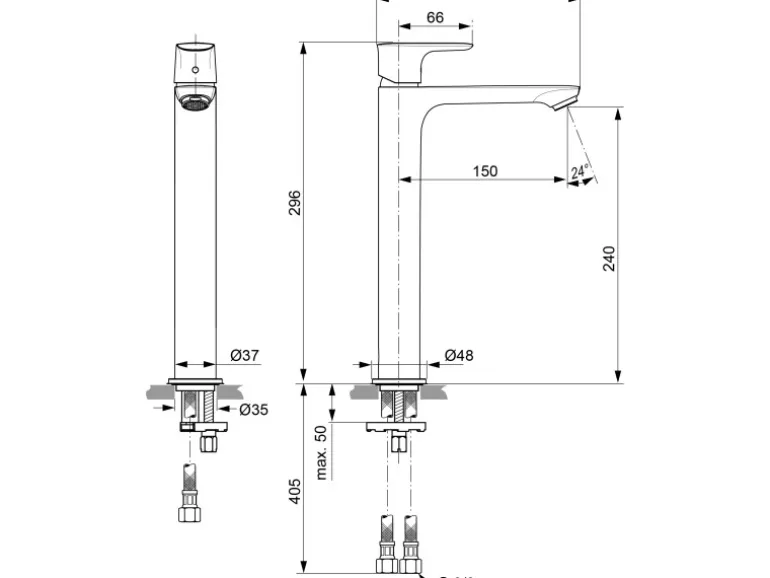 Ideal Standard Waschtischarmatur Connect Air verl.Sockel o.Ablaufg. Silver Storm