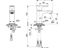 Ideal Standard Waschtischarmatur Connect Air Piccolo o. Ablaufg. Chrom