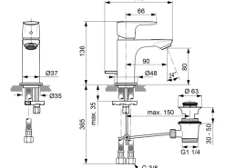 Ideal Standard Waschtischarmatur Connect Air Piccolo Chrom