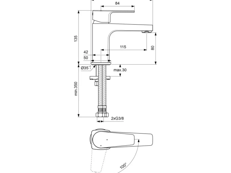 Ideal Standard Waschtischarmatur Cerafine D H80 BlueStart o.Ablaufgarnitur Chrom