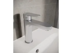 Ideal Standard Waschtischarmatur Push-Open Ausladung 125 mm Silver